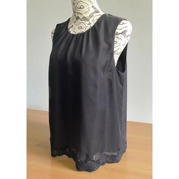Coldwater Creek Sleeveless lined lace embroidered Hem women’s Top L black - Picture 1 of 6
